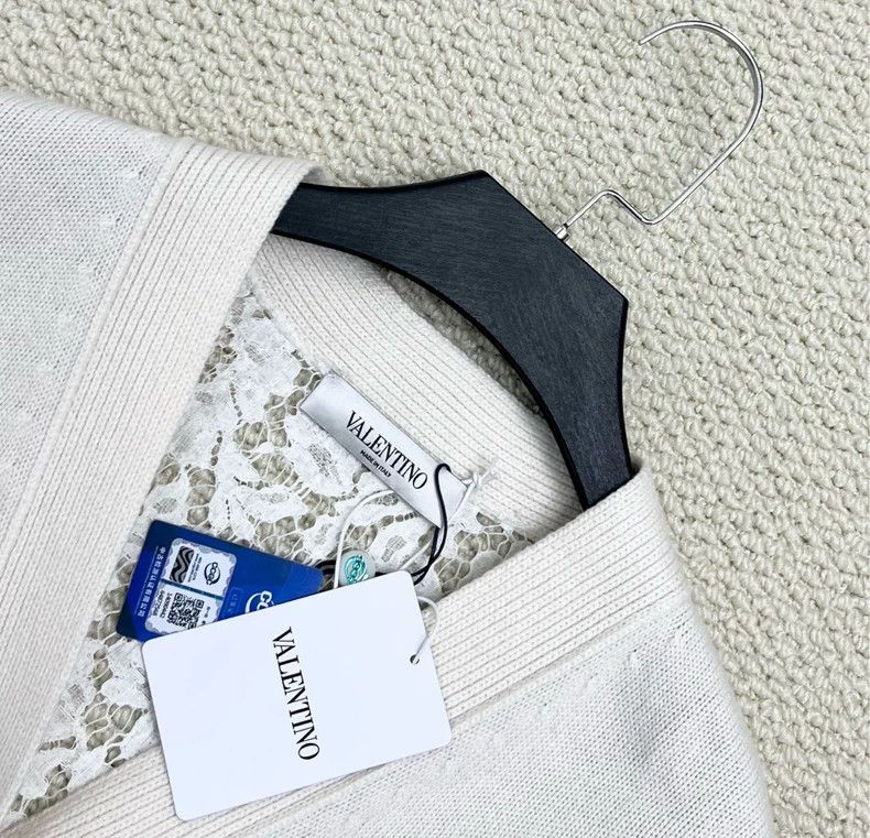Valentino Valentino White Lace Wool Knit Cardigan Size US S / EU 44-46 / 1 - 3 Thumbnail