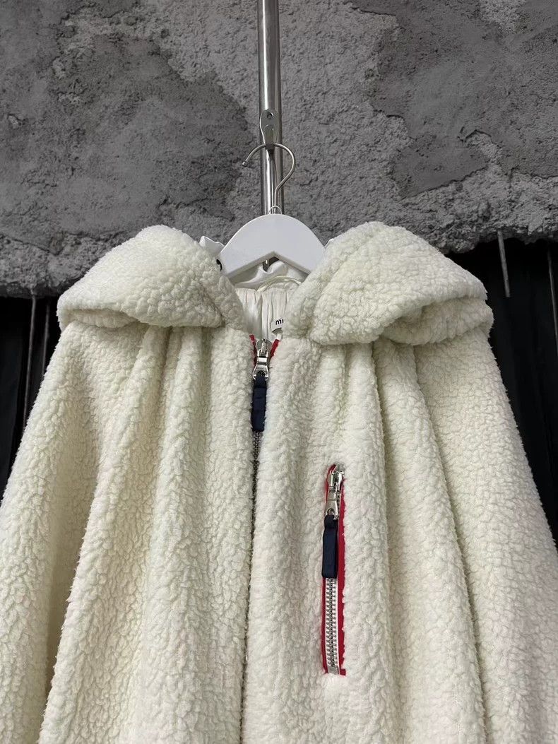 Miu Miu Hooded Teddy Jacket with Zippers