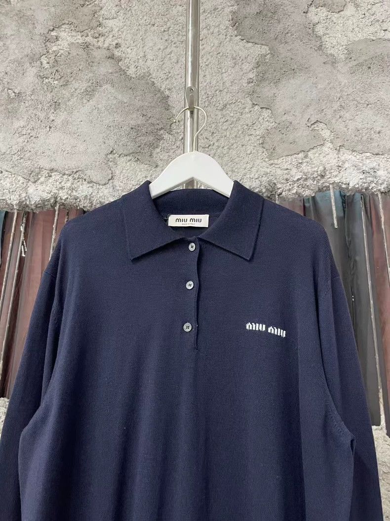 Prada MiuMiu New Navy Blue Long Sleeve Polo Size US XXL / EU 58 / 5 - 3 Thumbnail