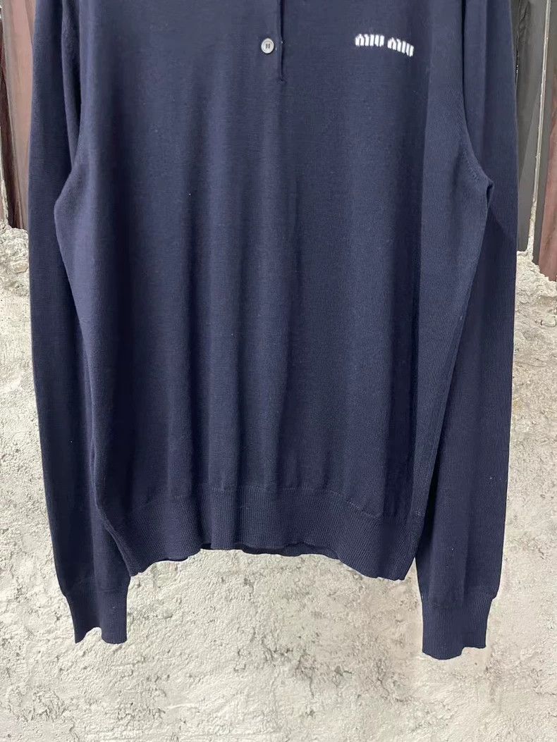 Prada MiuMiu New Navy Blue Long Sleeve Polo Size US XXL / EU 58 / 5 - 4 Thumbnail