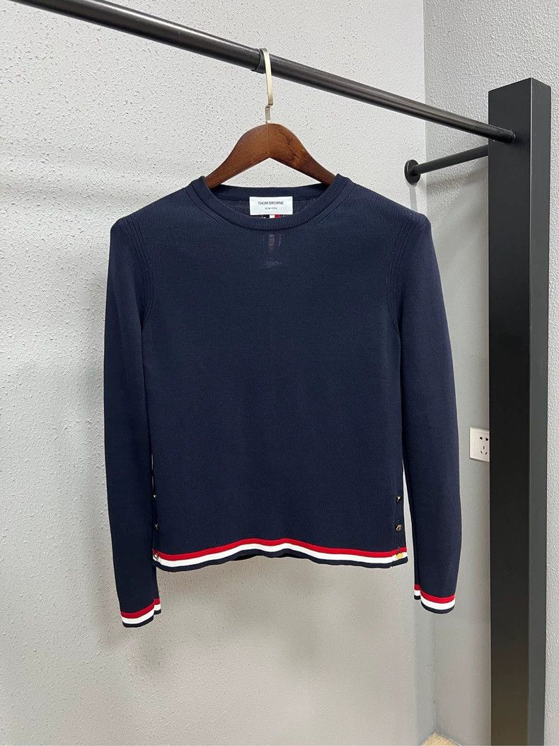 Thom Browne Thom Browne Navy Blue Striped Sweatshirt Size US M / EU 48-50 / 2 - 2 Thumbnail
