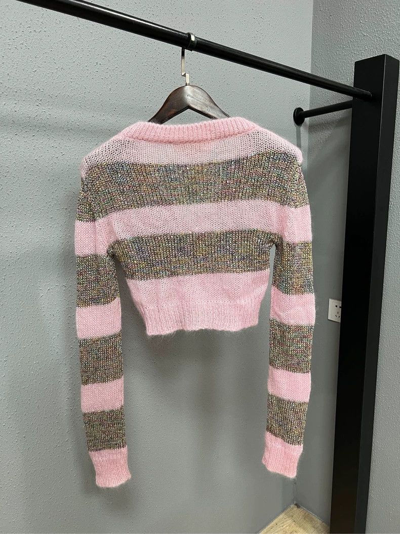 Marni Marni Pink Sequined Striped Knit Cardigan Size US M / EU 48-50 / 2 - 2 Thumbnail