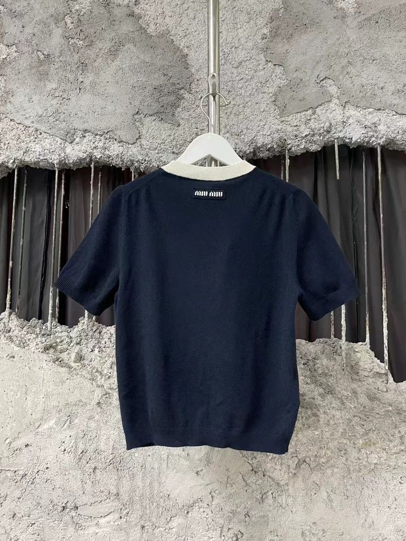 Miu Miu Miu Miu Short Sleeve Knit Sweater with Pockets Size US M / EU 48-50 / 2 - 2 Thumbnail