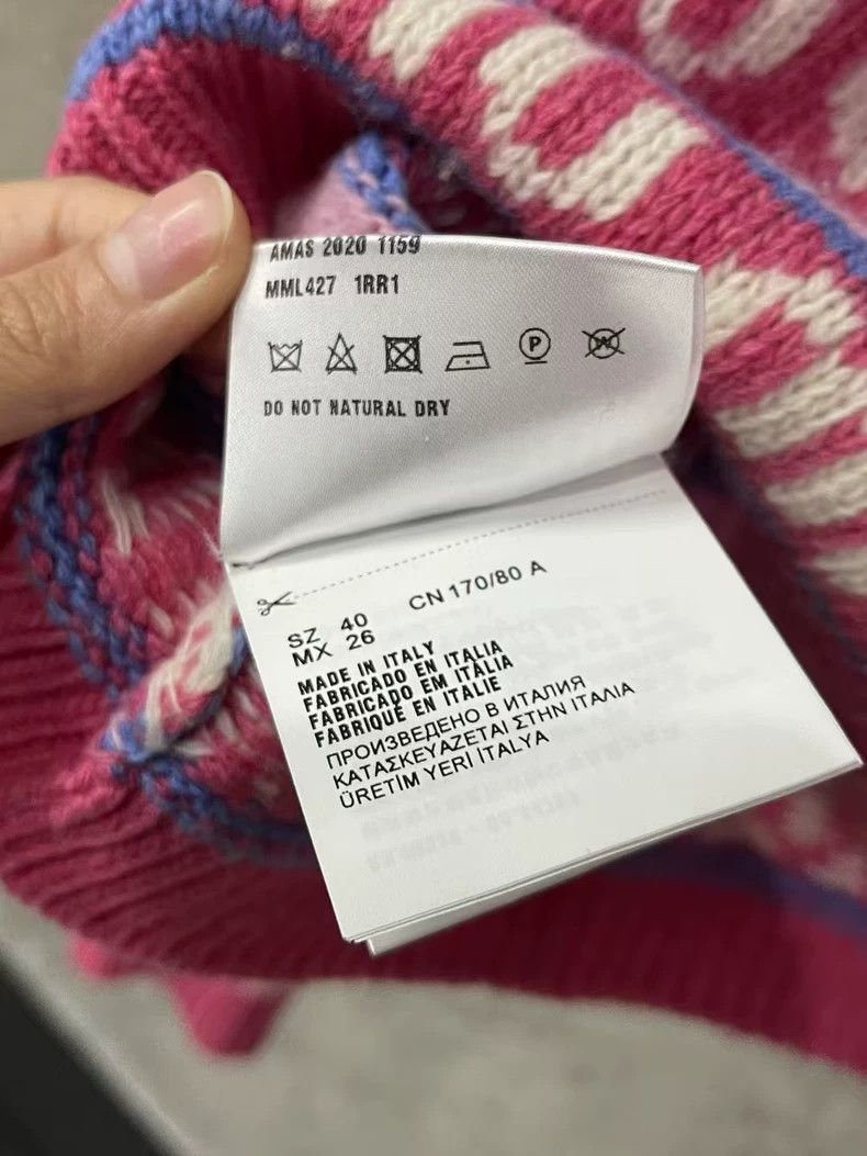 Prada Miu Miu Pink Striped Heart Logo Sweater Size US M / EU 48-50 / 2 - 7 Thumbnail