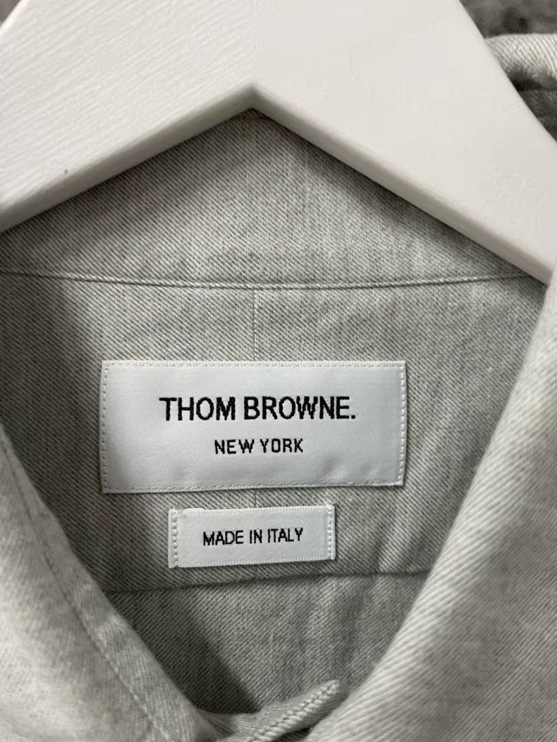Thom Browne Thom Browne Gray and White Striped Shirt Size US M / EU 48-50 / 2 - 6 Thumbnail