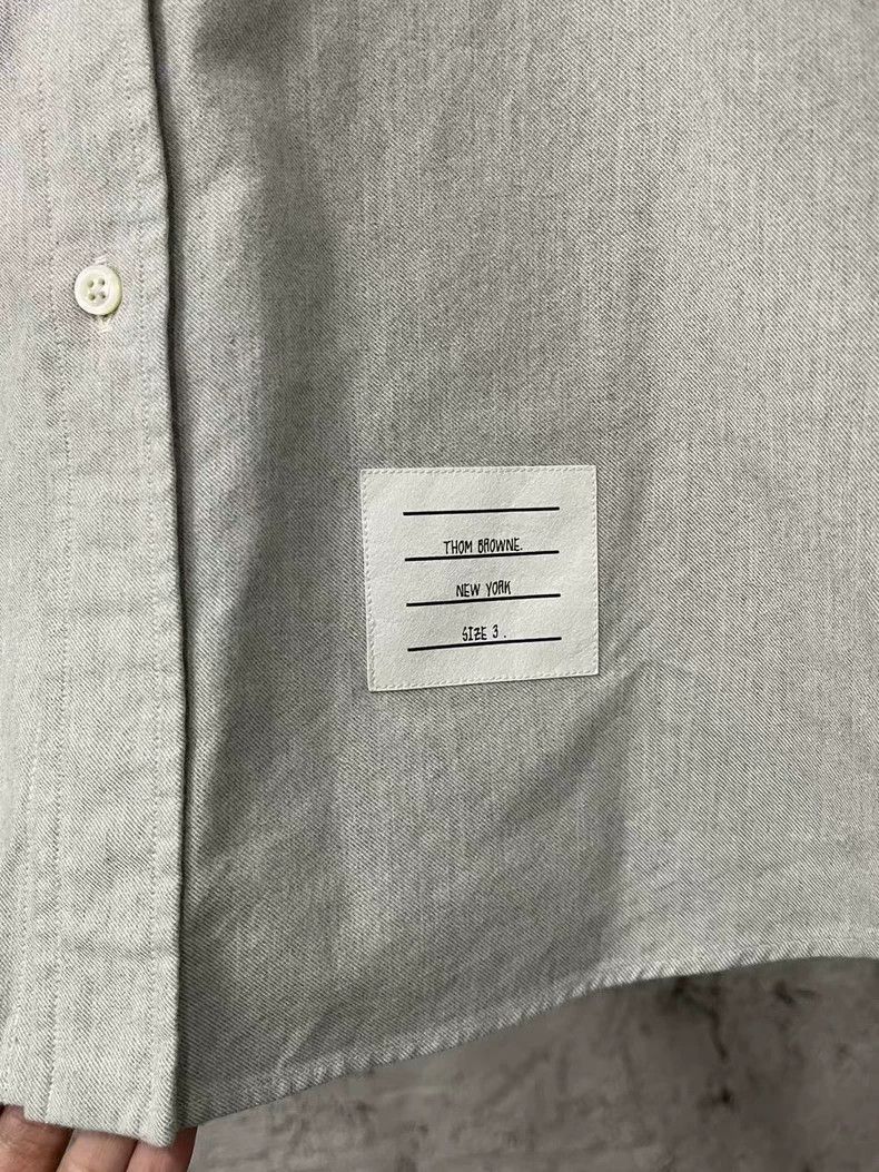 Thom Browne Thom Browne Gray and White Striped Shirt Size US M / EU 48-50 / 2 - 5 Thumbnail