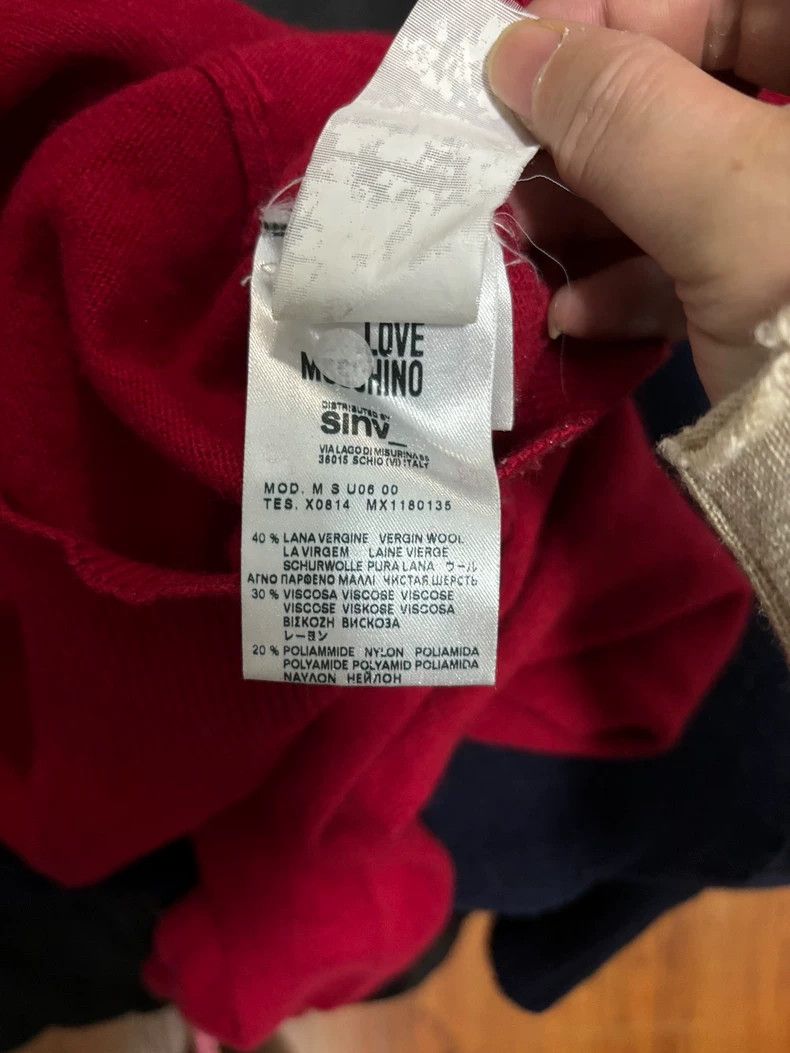 Moschino Moschino Red Wool Sweater with Peace Logo Size US S / EU 44-46 / 1 - 5 Thumbnail