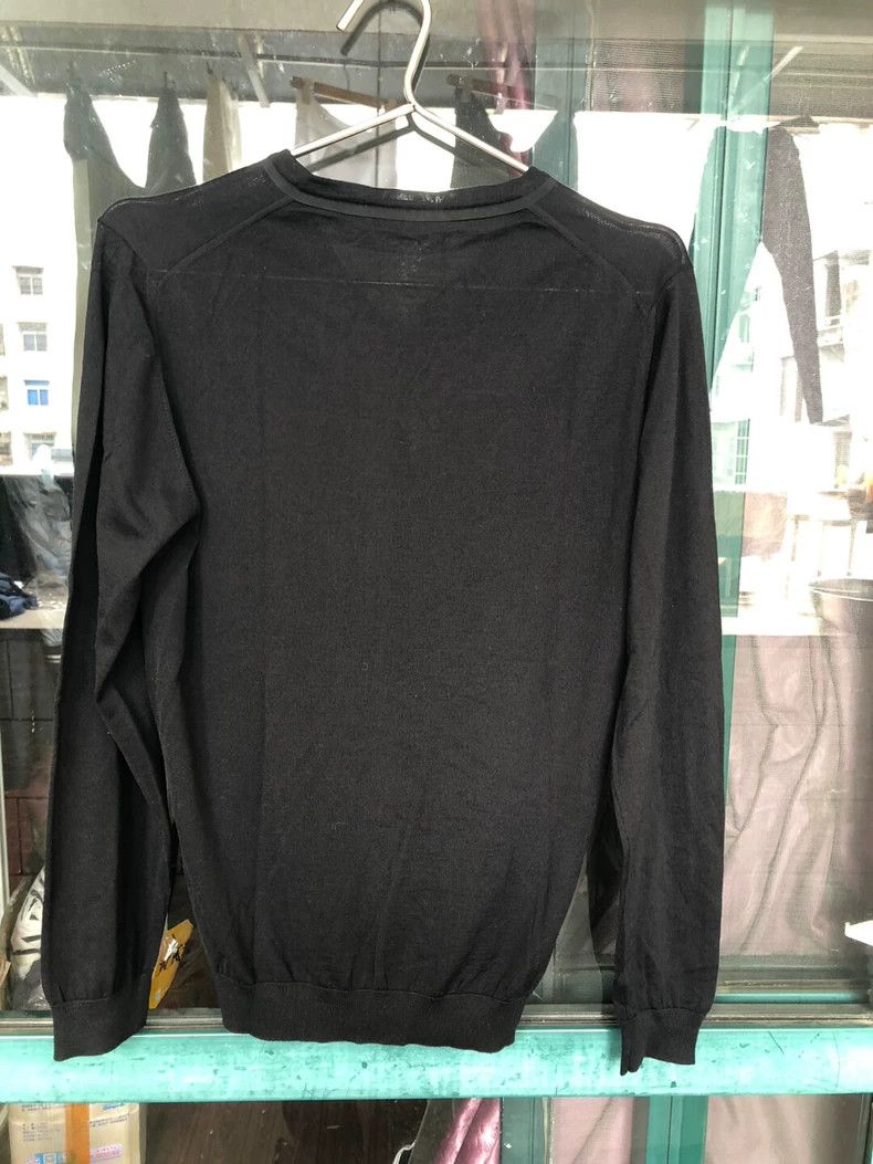 Ermenegildo Zegna Lanvin Zegna Wool Sweater Black V-Neck Size US M / EU 48-50 / 2 - 2 Thumbnail