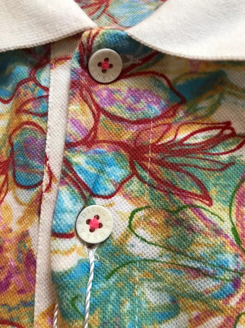Emporio Armani Trussardi Cotton Polo Shirt with Floral Design Size US L / EU 52-54 / 3 - 5 Thumbnail