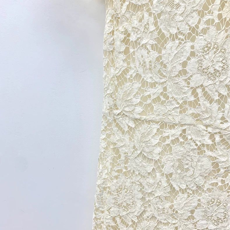 Valentino Valentino Beige Lace Short Sleeve Dress Size L / US 10 / IT 46 - 4 Thumbnail