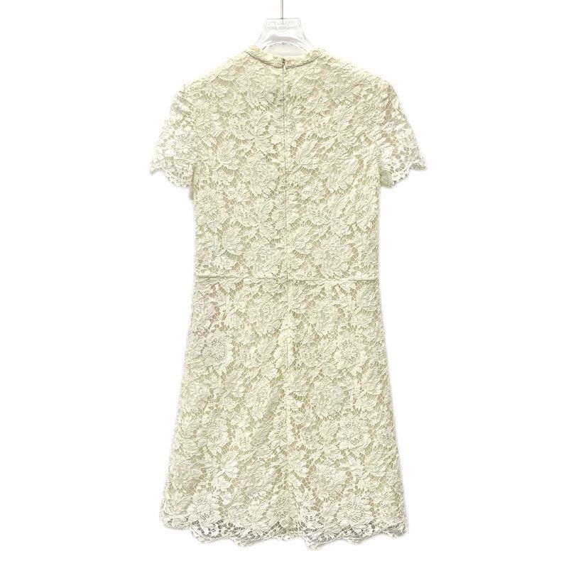 Valentino Valentino Beige Lace Short Sleeve Dress Size L / US 10 / IT 46 - 2 Thumbnail