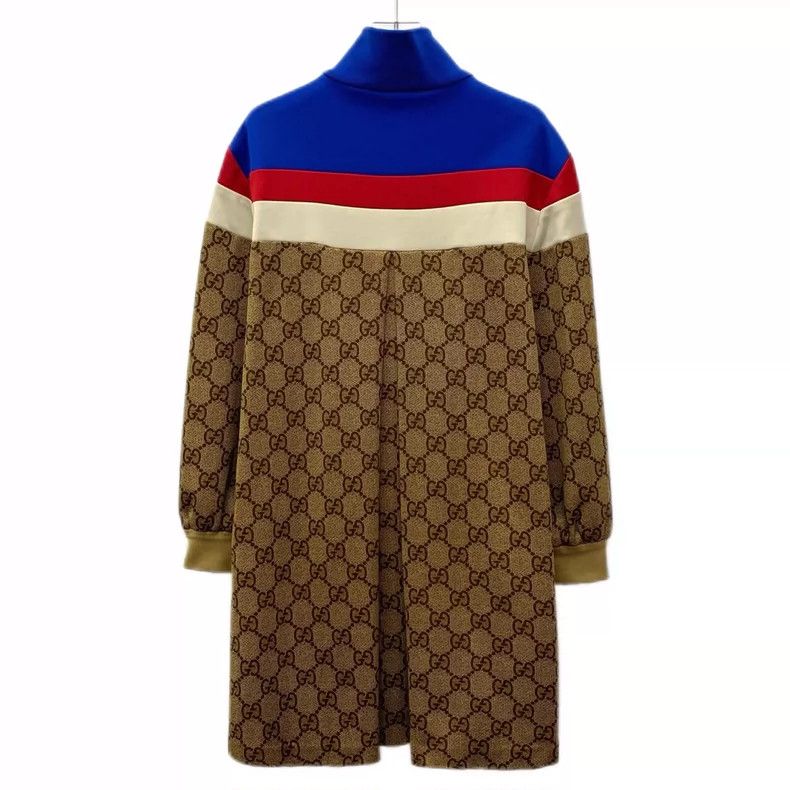 Gucci Gucci Brown Stripe Logo Half-Zip Long Sleeve Dress Size M / US 6-8 / IT 42-44 - 2 Thumbnail