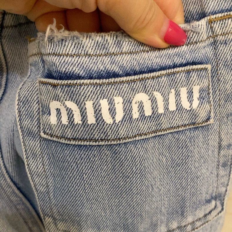 Prada Miu Miu Classic Denim Pants with Elastic Waist Size 22" - 4 Thumbnail