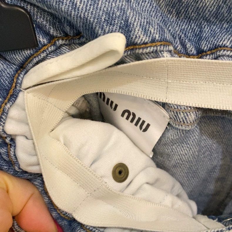 Prada Miu Miu Classic Denim Pants with Elastic Waist Size 22" - 3 Thumbnail