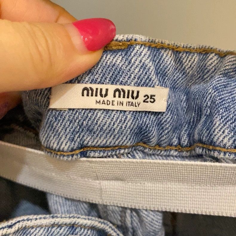 Prada Miu Miu Classic Denim Pants with Elastic Waist Size 22" - 2 Thumbnail