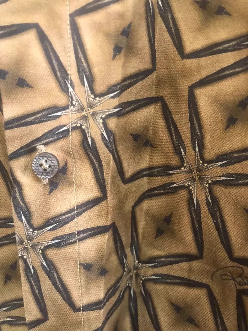 Roberto Cavalli Cavalli Silk Shirt with Geometric Patterns Size US L / EU 52-54 / 3 - 3 Thumbnail