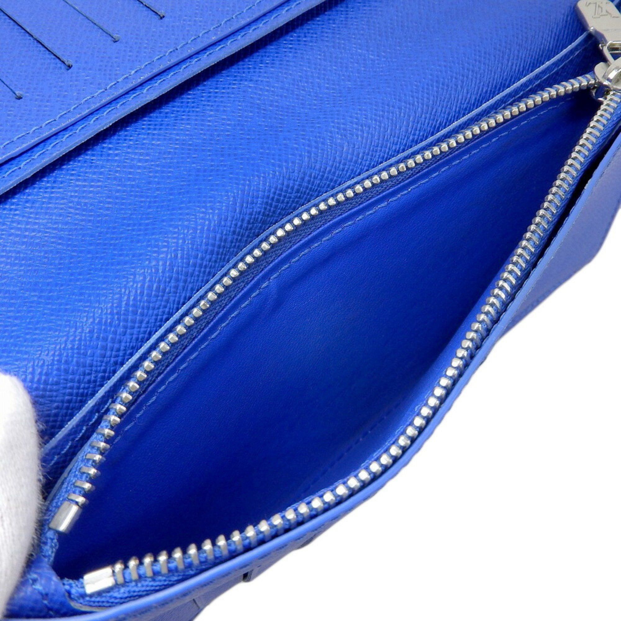 Louis Vuitton Louis Vuitton Taiga Portefeuille Brazza M30791 Bi-fold long wallet Leather Black x Blue V-shape Size ONE SIZE - 4 Thumbnail