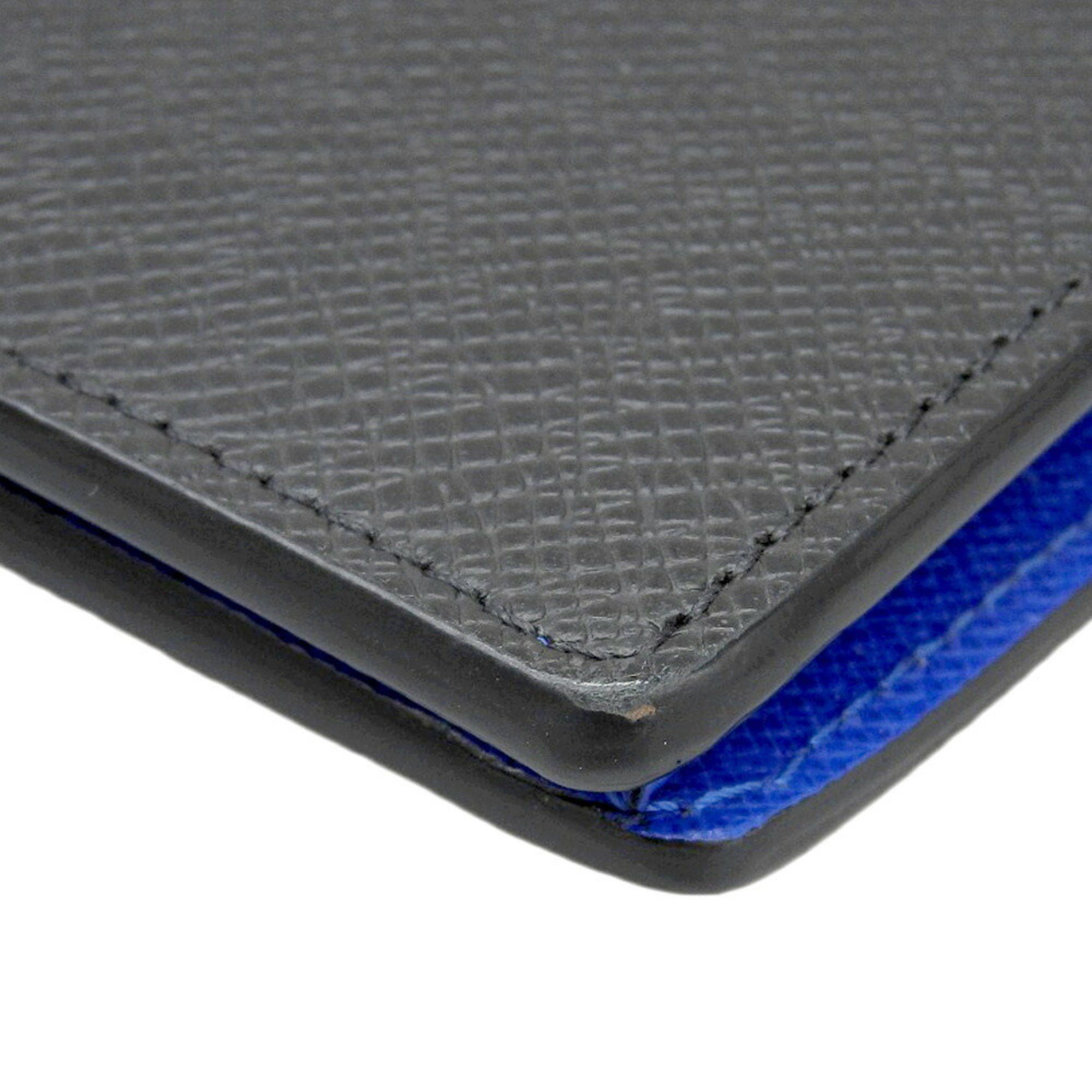 Louis Vuitton Louis Vuitton Taiga Portefeuille Brazza M30791 Bi-fold long wallet Leather Black x Blue V-shape Size ONE SIZE - 5 Thumbnail