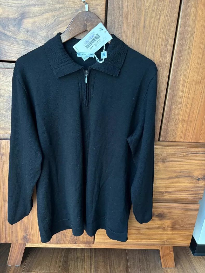 Emporio Armani Black Long Sleeve Wool Sweater Size US L / EU 52-54 / 3 - 8 Thumbnail