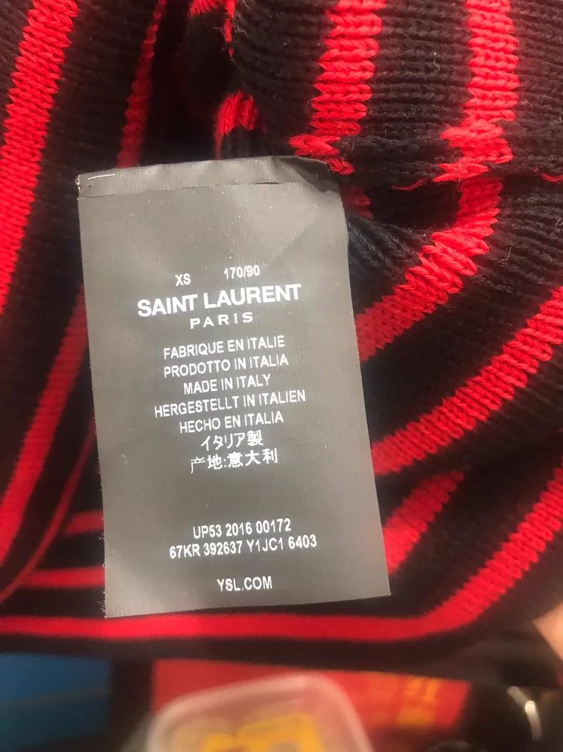 Saint Laurent Paris SLP Striped Sweater with Button Details Size US L / EU 52-54 / 3 - 5 Thumbnail