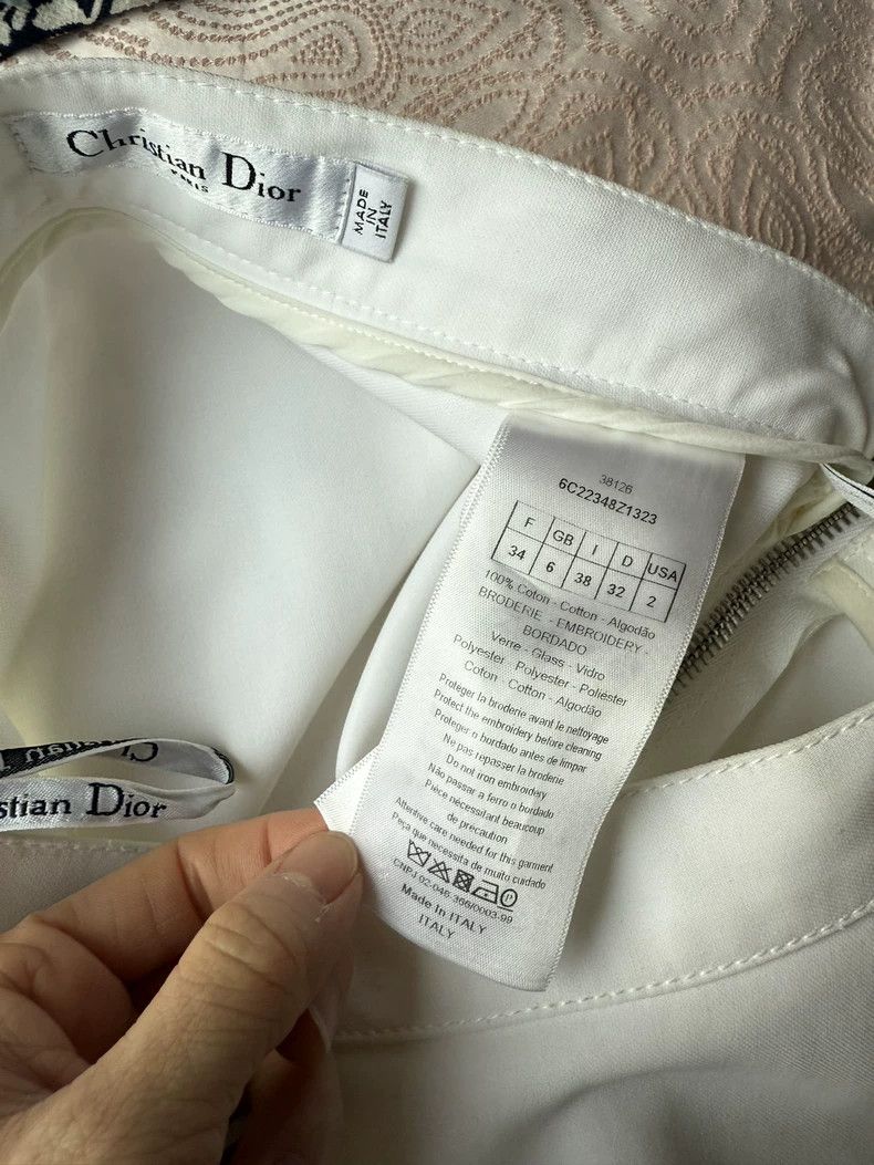 Dior Dior White Embroidered A-Line Skirt Size 34" / US 12 / IT 48 - 5 Thumbnail