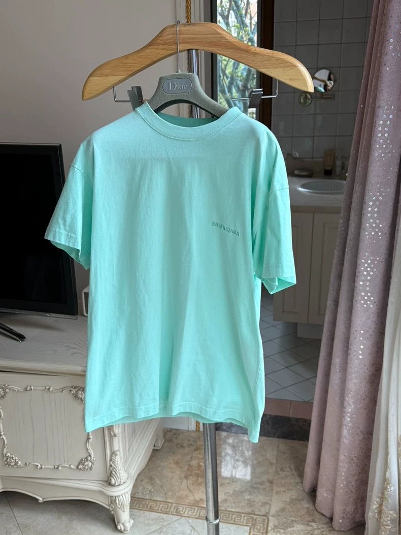 Balenciaga Balenciaga Mint Green Embroidered Logo T-Shirt Size US XS / EU 42 / 0 - 3 Thumbnail