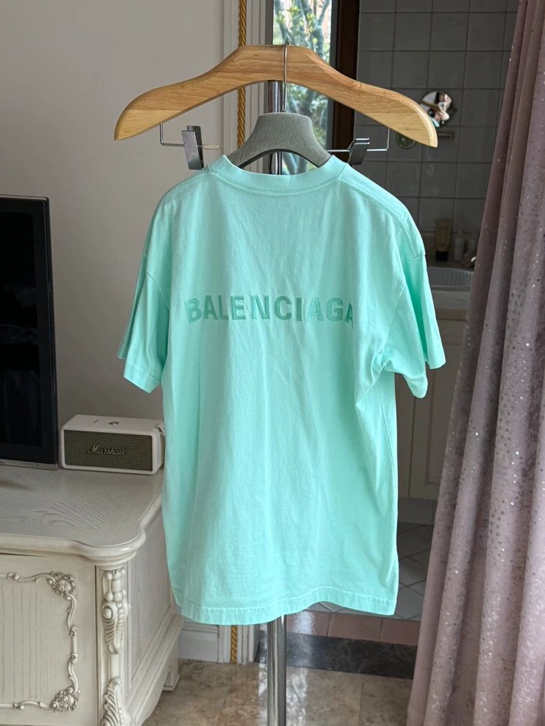 Balenciaga Balenciaga Mint Green Embroidered Logo T-Shirt Size US XS / EU 42 / 0 - 2 Thumbnail