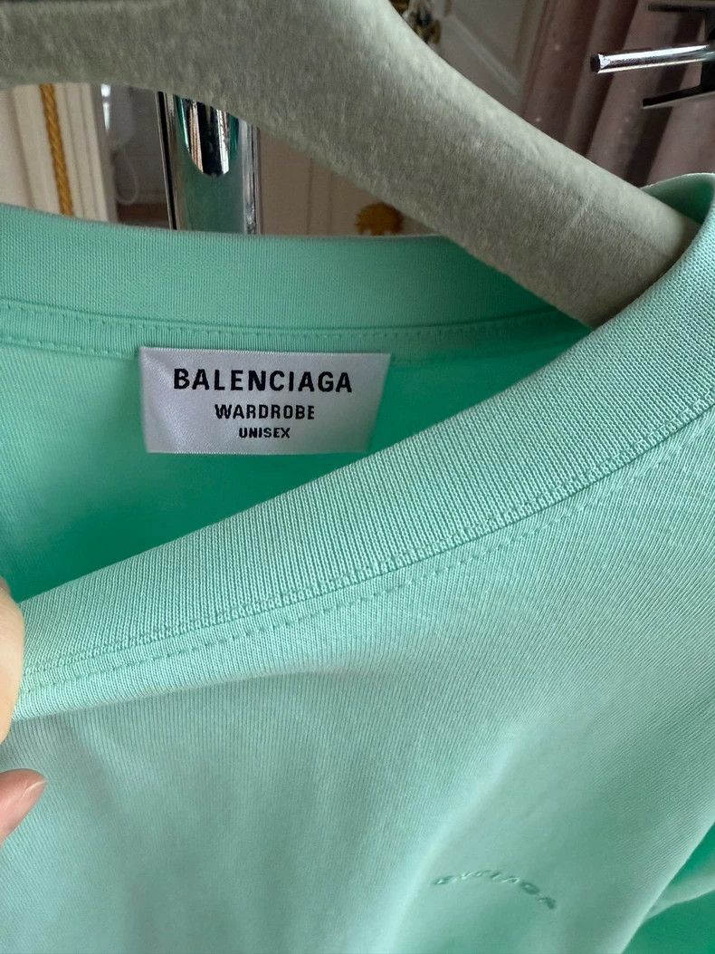Balenciaga Balenciaga Mint Green Embroidered Logo T-Shirt Size US XS / EU 42 / 0 - 5 Thumbnail