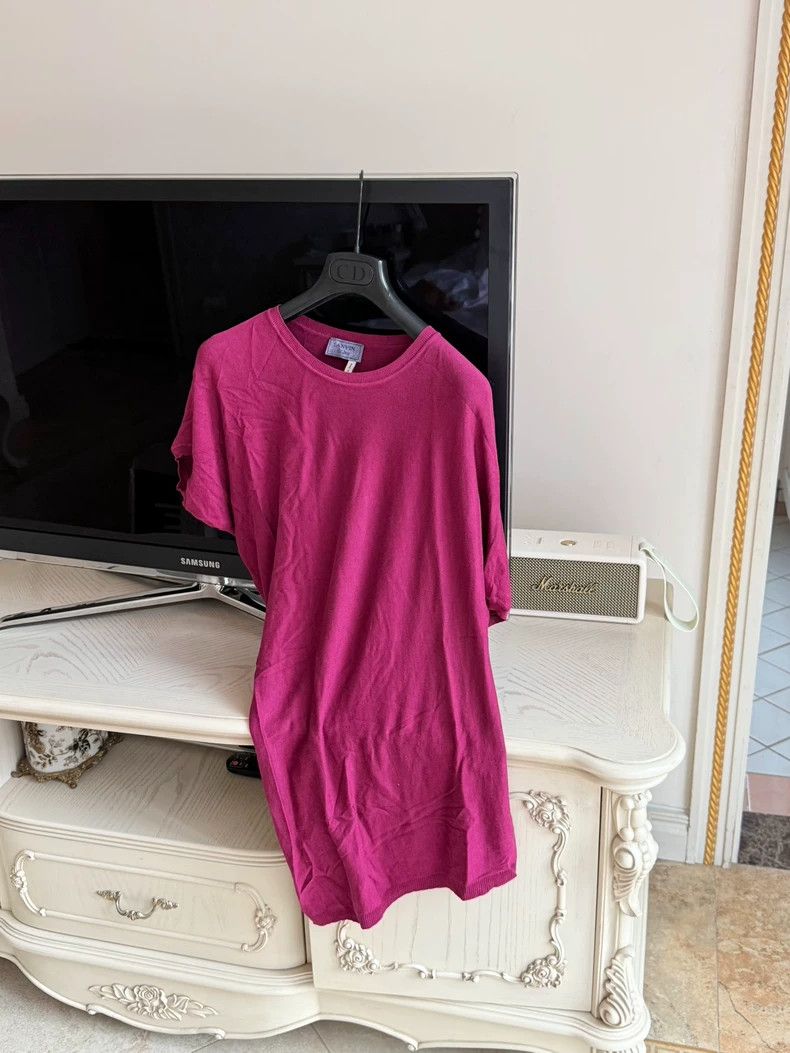 Lanvin Asymmetrical Short Sleeve Knit Top