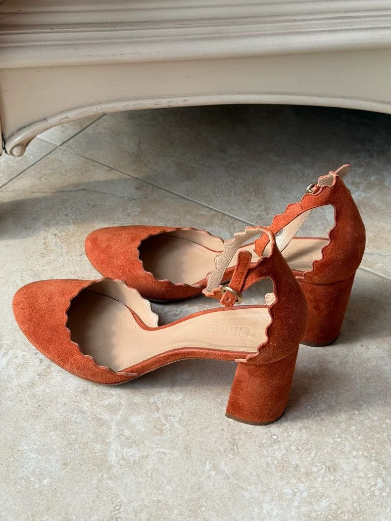 Chloe Chloe Petal Shoes in Orange Suede Size US 6.5 / EU 39-40 - 3 Thumbnail