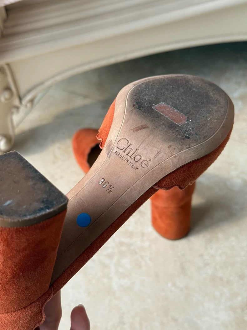 Chloe Chloe Petal Shoes in Orange Suede Size US 6.5 / EU 39-40 - 6 Thumbnail