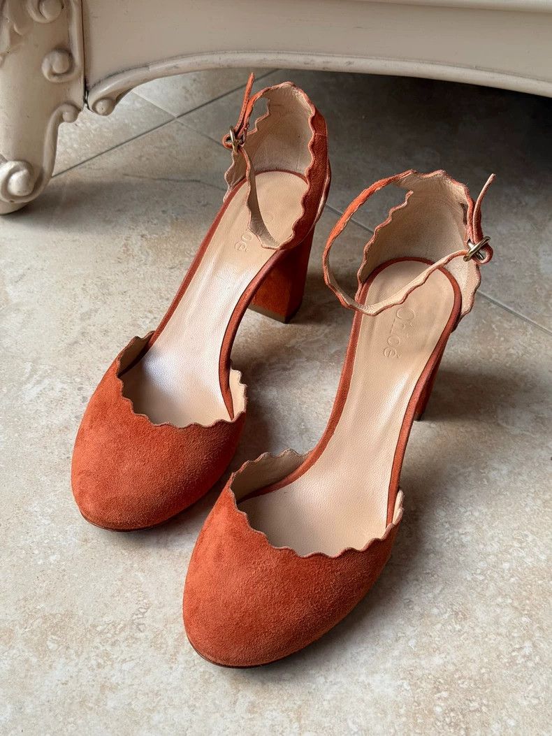 Chloe Chloe Petal Shoes in Orange Suede Size US 6.5 / EU 39-40 - 2 Thumbnail