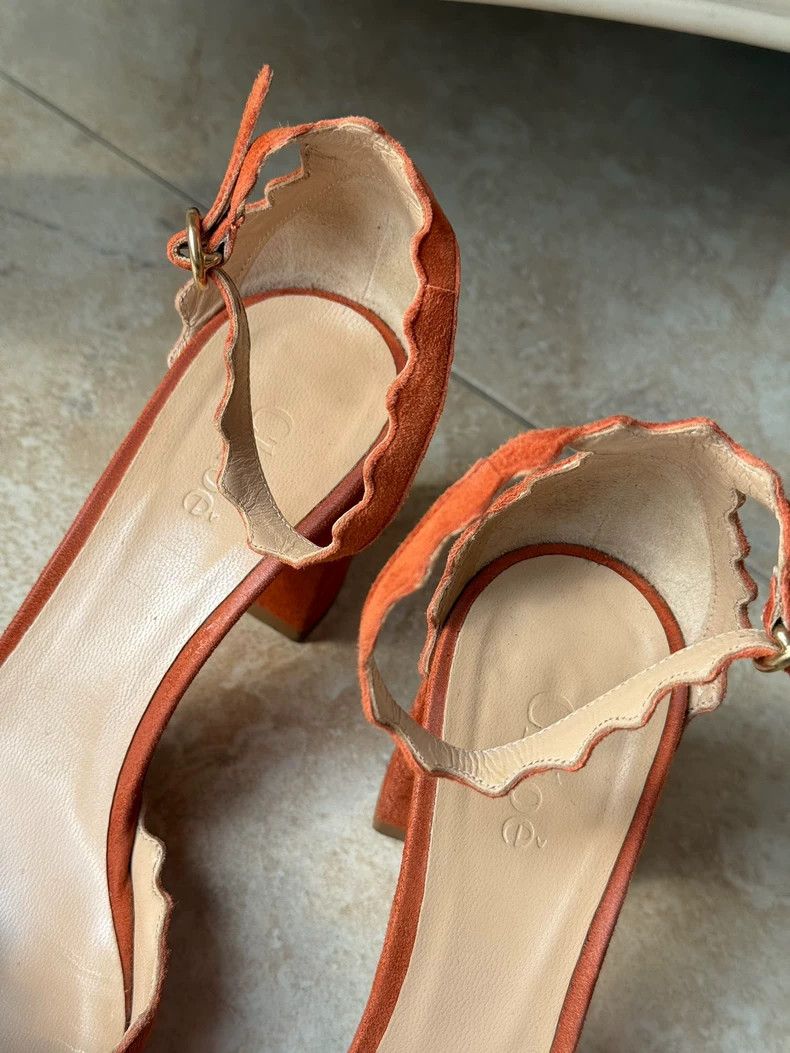 Chloe Chloe Petal Shoes in Orange Suede Size US 6.5 / EU 39-40 - 5 Thumbnail