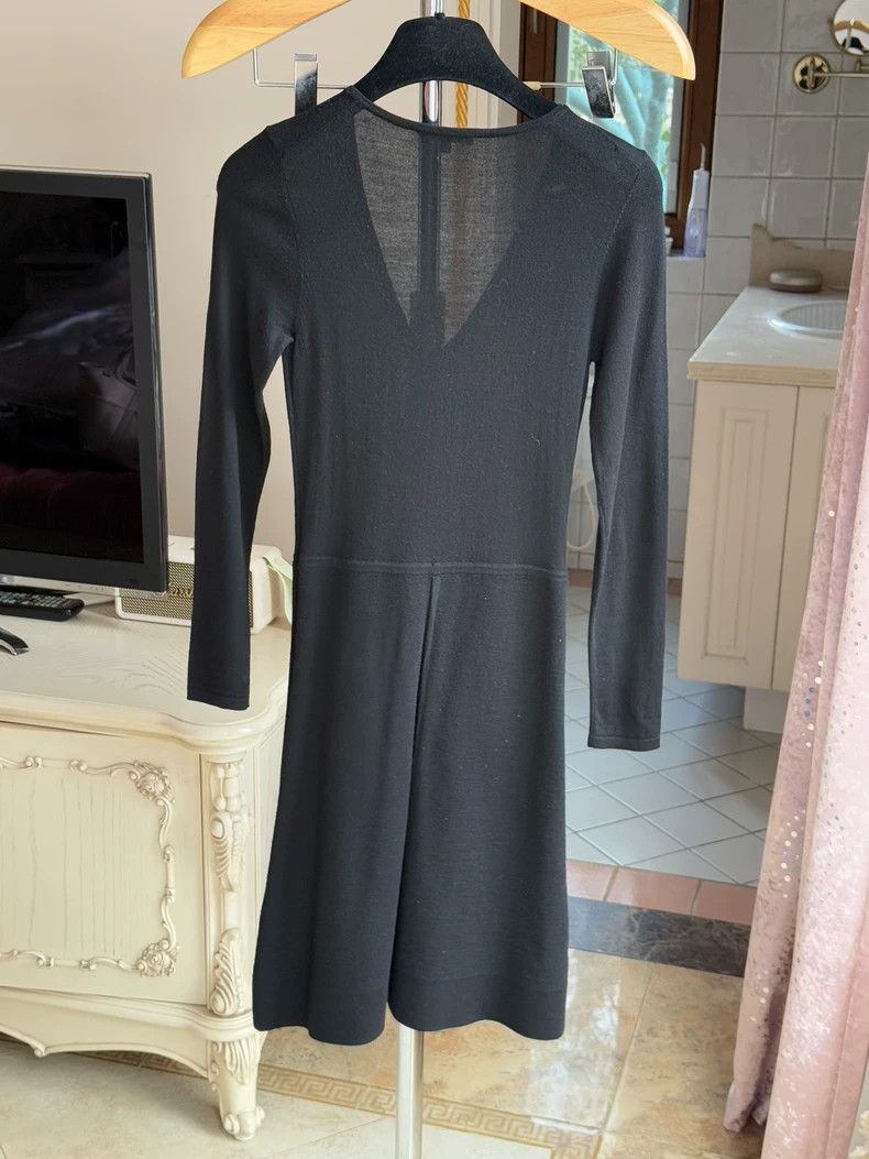 Celine Black Wool Dress with Bow Detail Size 34" / US 12 / IT 48 - 3 Thumbnail