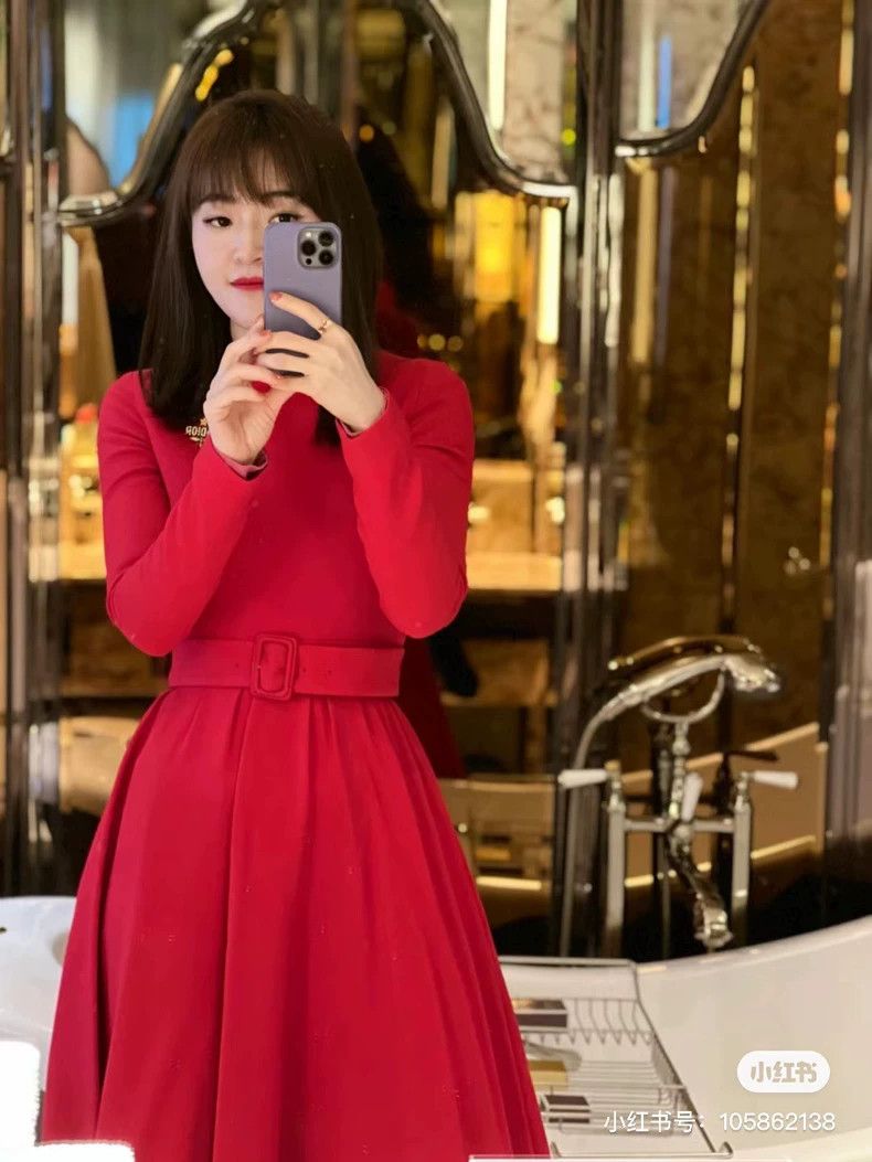 Dior Red Silk Wool Blend Dress by Dior Size US 36 / EU 52 - 2 Thumbnail