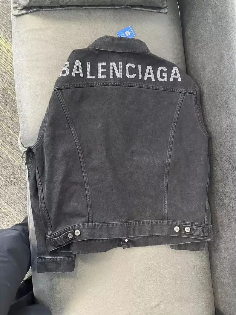 Balenciaga Balenciaga Black Crystal Denim Jacket Size US L / EU 52-54 / 3 - 2 Thumbnail