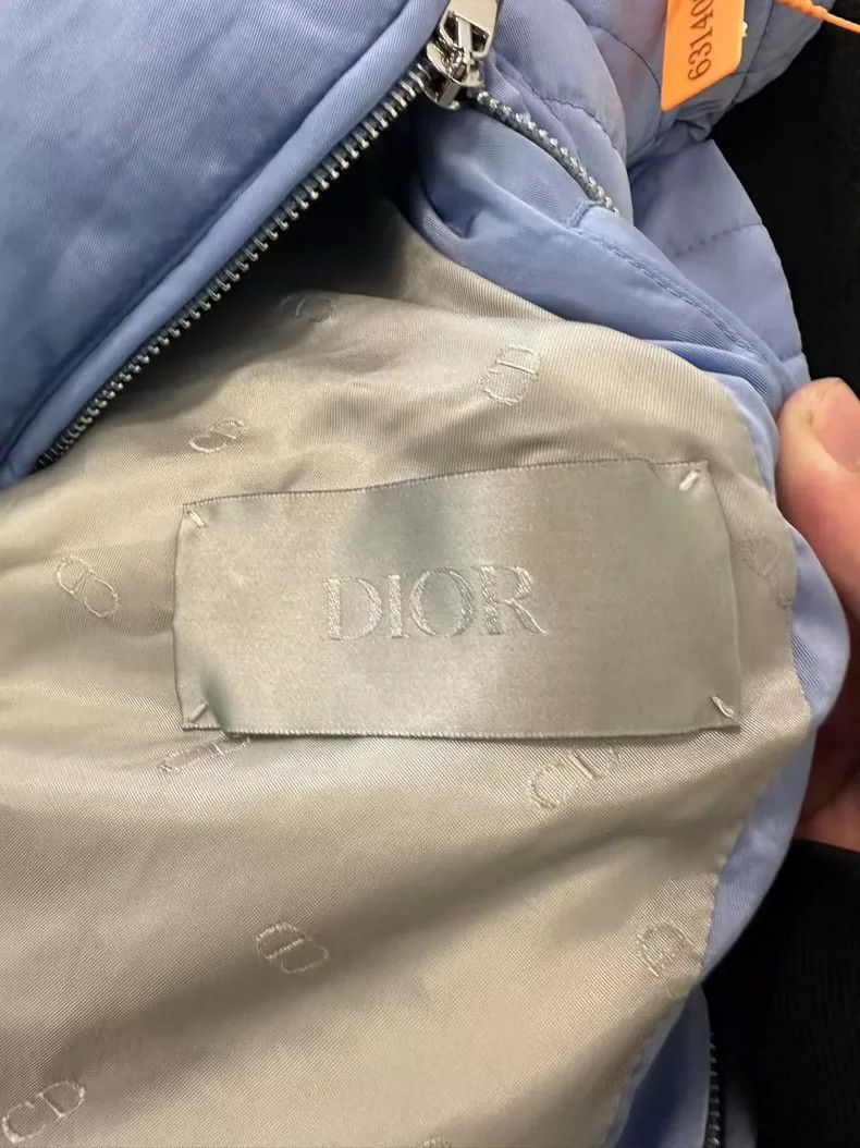 Dior Blue Quilted Logo Down Jacket by Dior Size US L / EU 52-54 / 3 - 3 Thumbnail