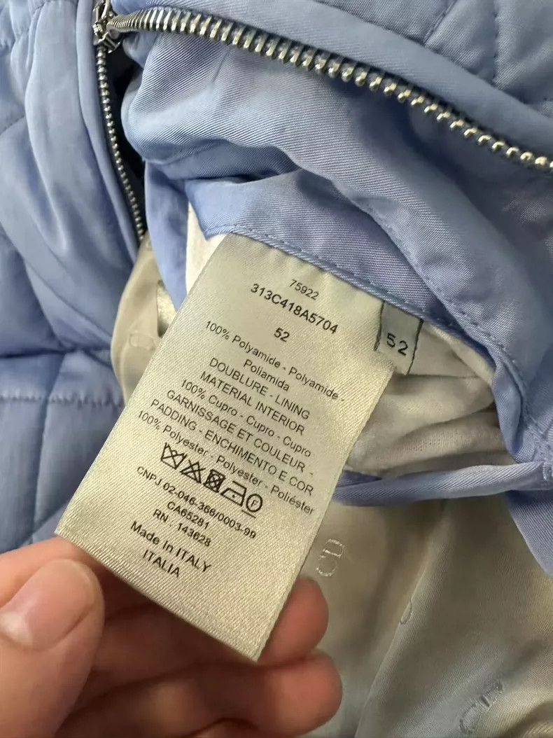 Dior Blue Quilted Logo Down Jacket by Dior Size US L / EU 52-54 / 3 - 4 Thumbnail