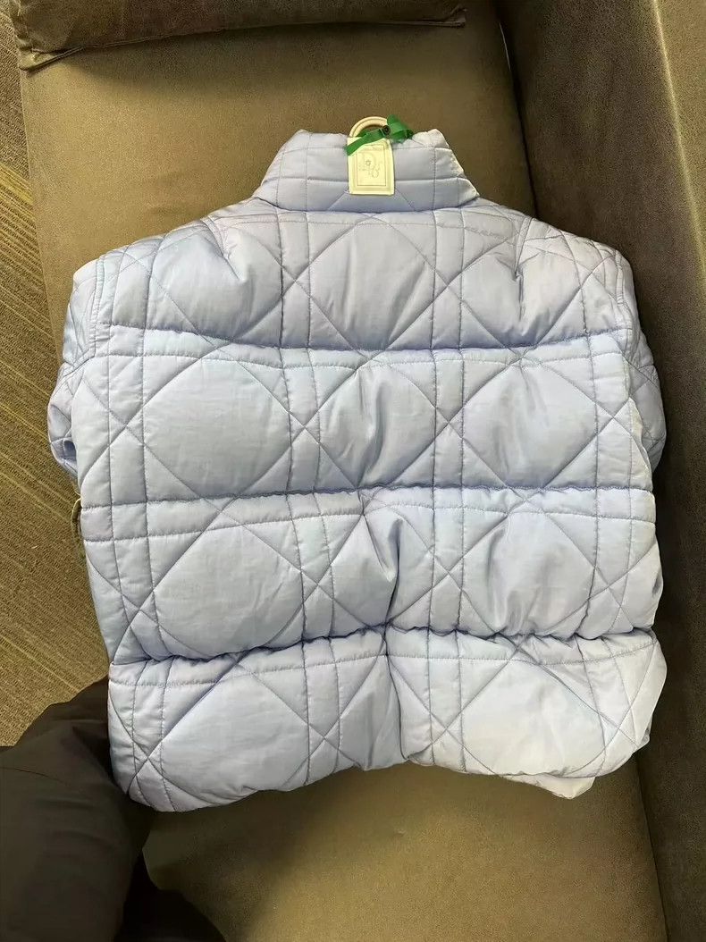Dior Blue Quilted Logo Down Jacket by Dior Size US L / EU 52-54 / 3 - 2 Thumbnail