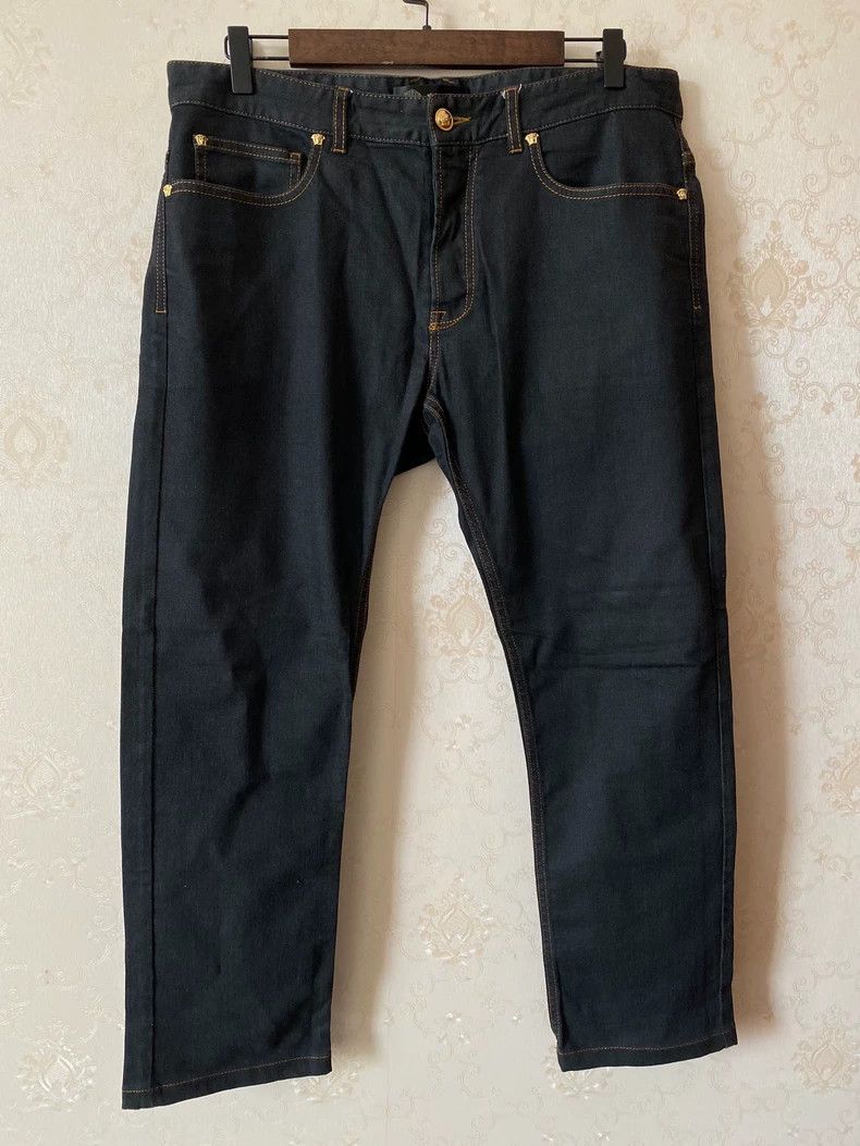 Versace Designer Men's Denim Pants with Embroidery Size US 34 / EU 50 - 3 Thumbnail