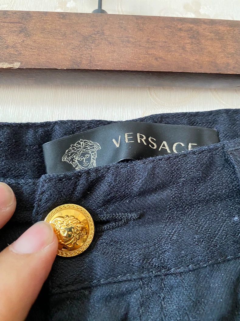Versace Versace Men's Denim Pants with Embroidery Size US 35 - 2 Thumbnail
