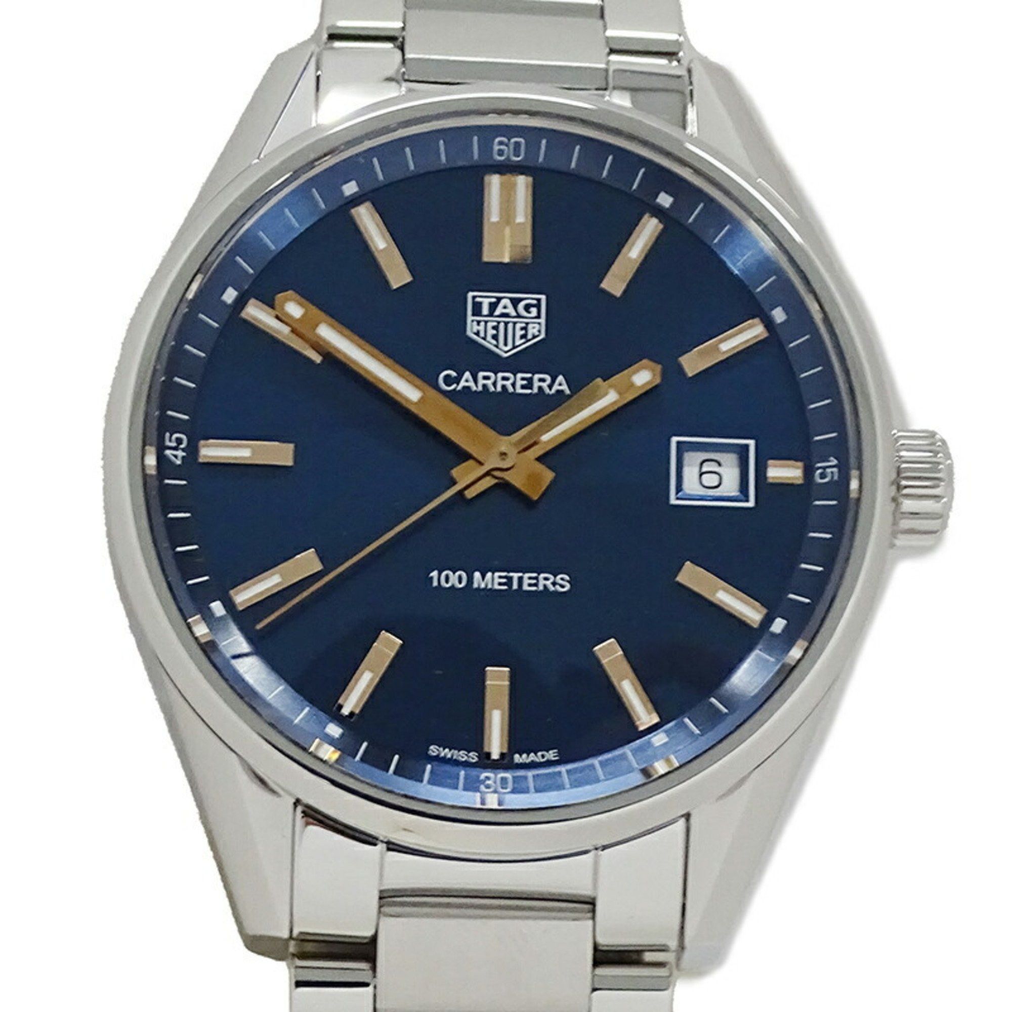 Tag Heuer TAG Heuer Carrera WAR1112 BA0601 Watch Men's Date Quartz Stainless Steel SS Silver Blue Polished Size ONE SIZE - 3 Thumbnail