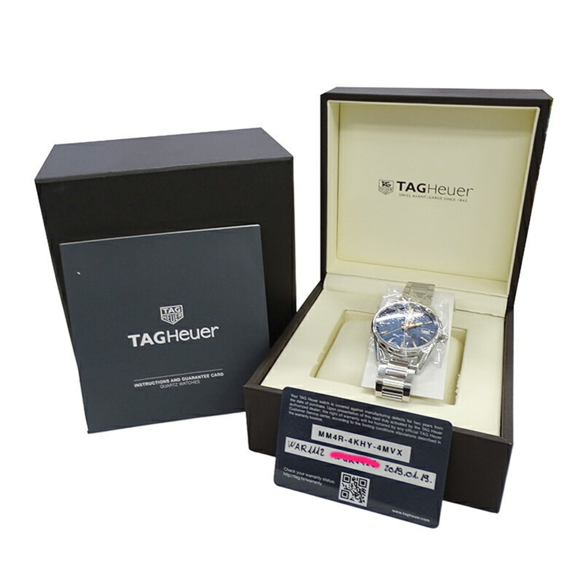 Tag Heuer TAG Heuer Carrera WAR1112 BA0601 Watch Men's Date Quartz Stainless Steel SS Silver Blue Polished Size ONE SIZE - 8 Thumbnail