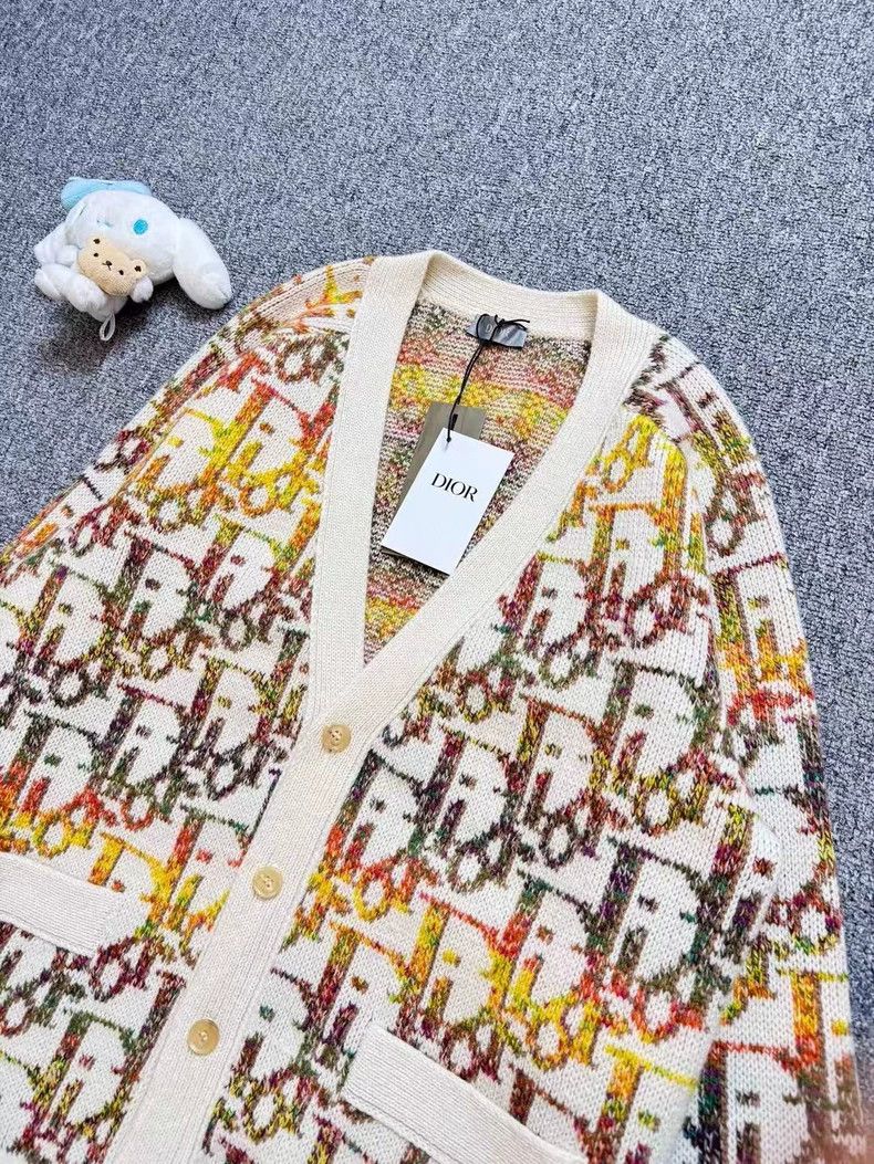 Dior Dior Ivory Rainbow Logo Knit Cardigan-yf Size US M / EU 48-50 / 2 - 3 Thumbnail