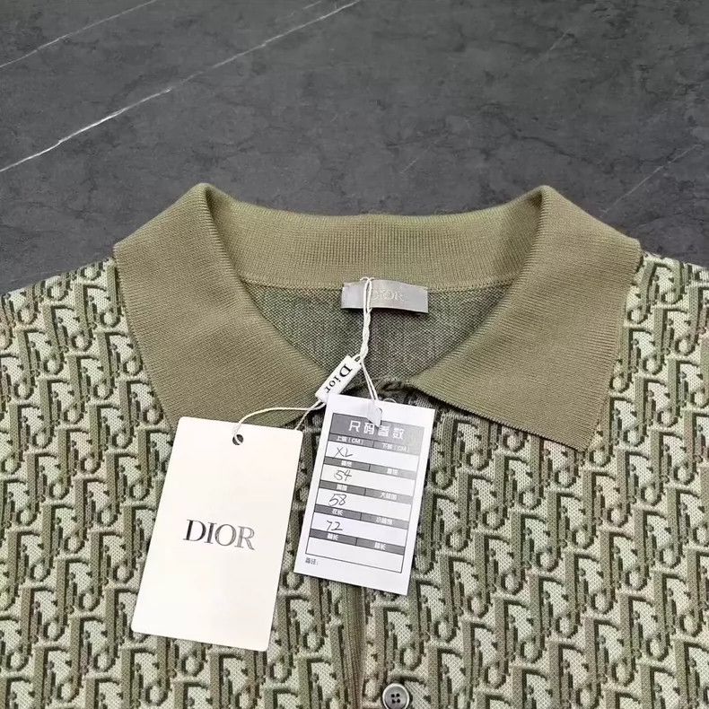 Dior New Dior Olive Green Knit Polo Shirt-yf Size US XL / EU 56 / 4 - 4 Thumbnail