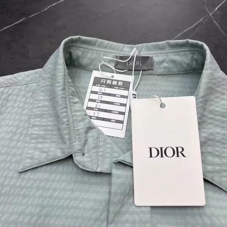 Dior Mint Green Pleated Short Sleeve Shirt-yf Size US M / EU 48-50 / 2 - 6 Thumbnail