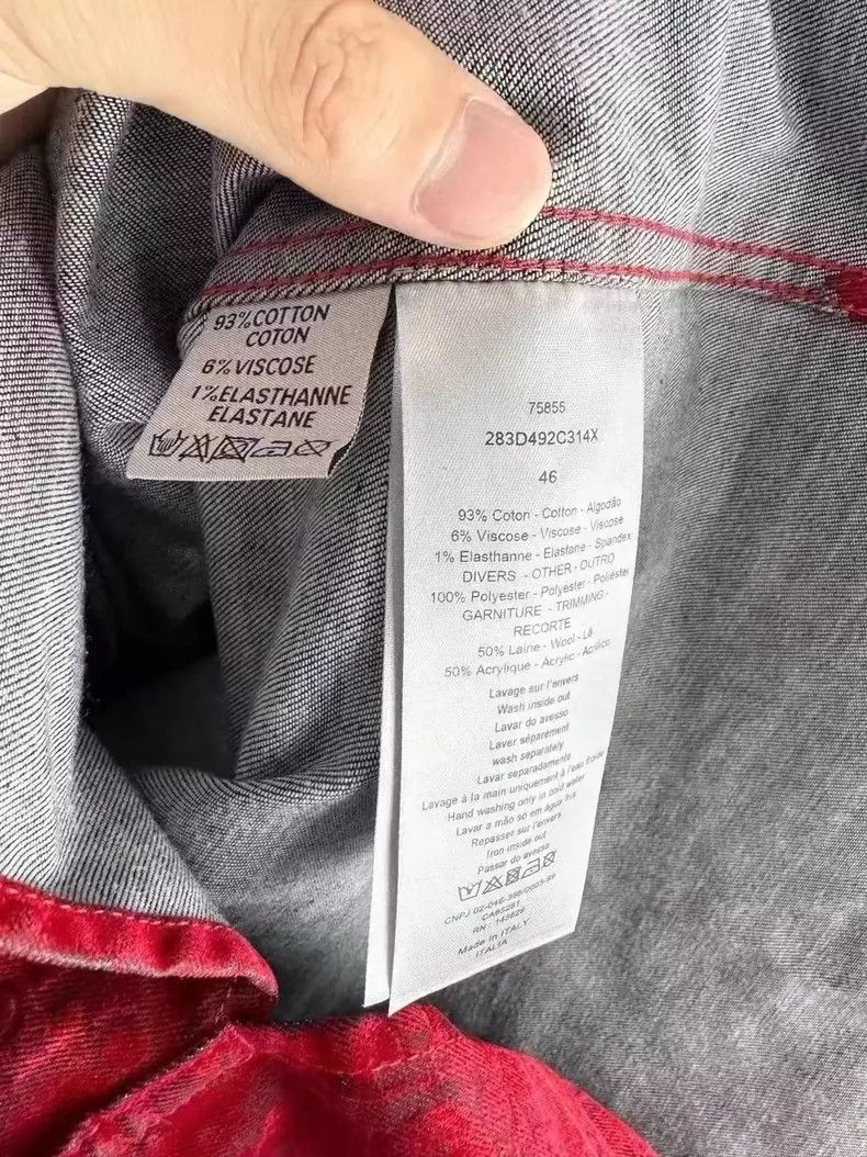 Dior Dior Red Velvet Printed Shirt with Tags-yf Size US L / EU 52-54 / 3 - 3 Thumbnail