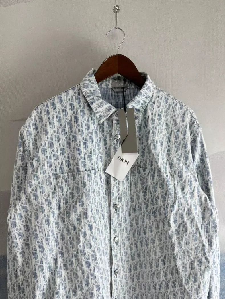 Dior Dior Oblique Denim Shirt in Misty Blue-yf Size US L / EU 52-54 / 3 - 3 Thumbnail