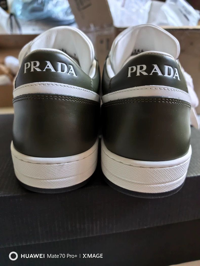 Prada Prada Leather Low-Top Sneakers White Green-yf Size US 6.5 / EU 39-40 - 3 Thumbnail