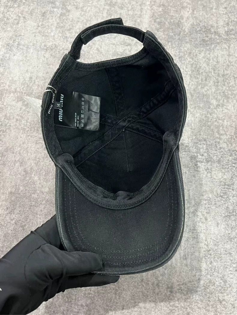 Miu Miu Miumiu Distressed Baseball Cap in Black-yf Size ONE SIZE - 3 Thumbnail